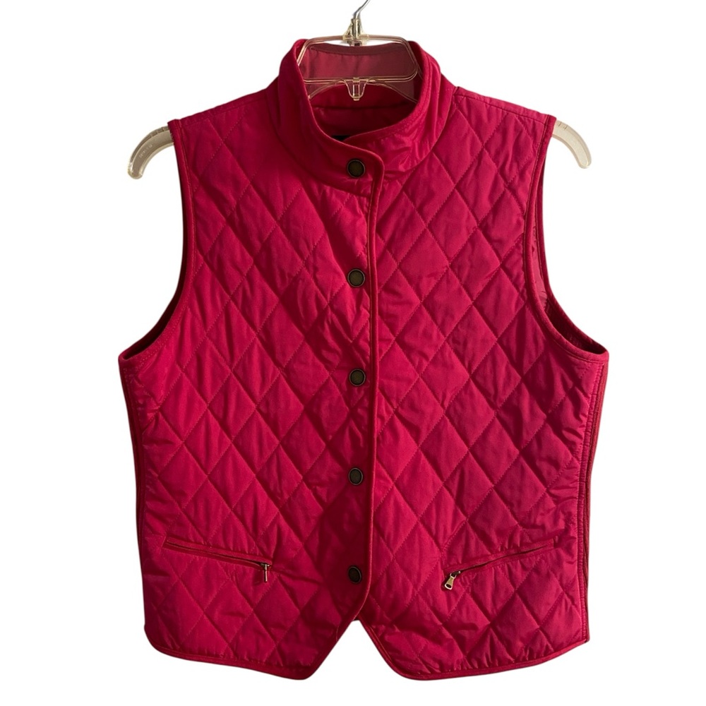 Talbots pink quilted vest snap up Medium petite
